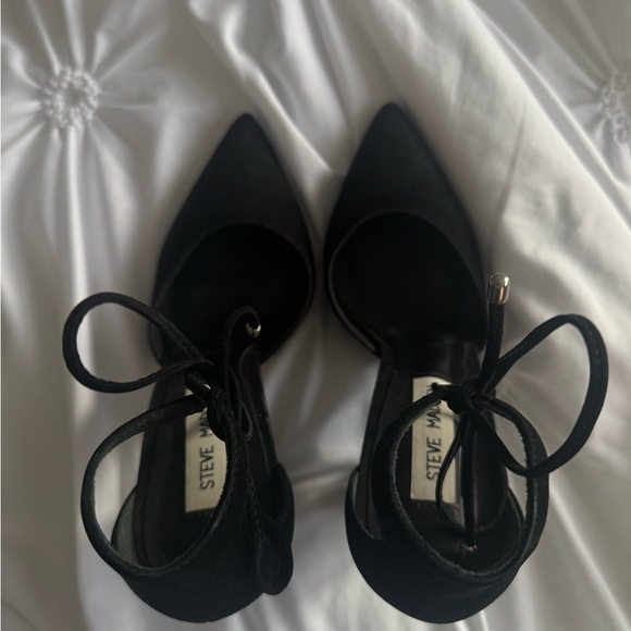 Steve Madden Black Suede Block Heels - Picture 3 of 5